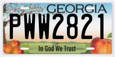 GA license plate PWW2821