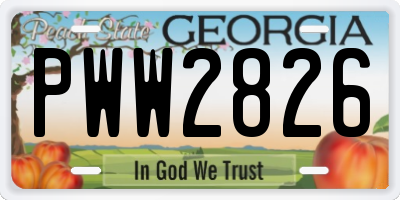 GA license plate PWW2826