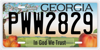 GA license plate PWW2829