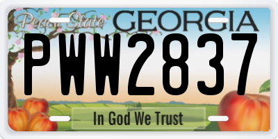 GA license plate PWW2837