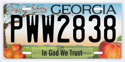 GA license plate PWW2838