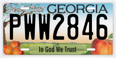 GA license plate PWW2846