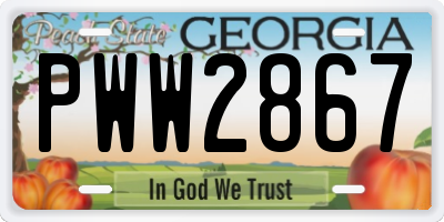 GA license plate PWW2867