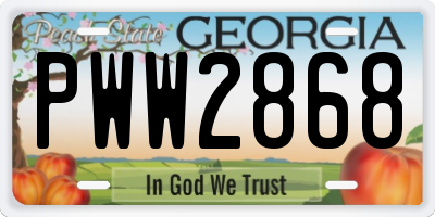GA license plate PWW2868