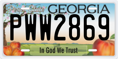 GA license plate PWW2869