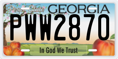 GA license plate PWW2870