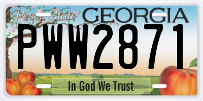 GA license plate PWW2871