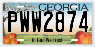 GA license plate PWW2874