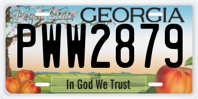 GA license plate PWW2879
