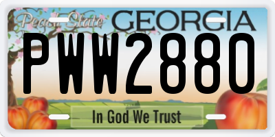 GA license plate PWW2880