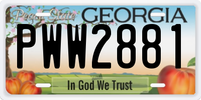 GA license plate PWW2881