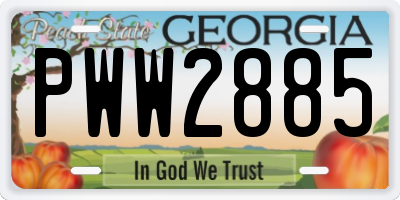 GA license plate PWW2885