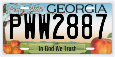 GA license plate PWW2887