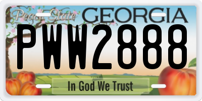 GA license plate PWW2888