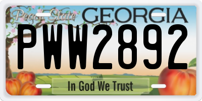 GA license plate PWW2892