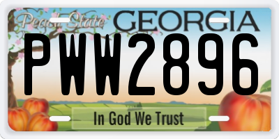 GA license plate PWW2896