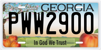 GA license plate PWW2900