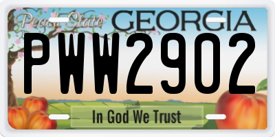 GA license plate PWW2902