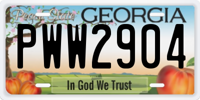 GA license plate PWW2904