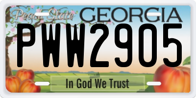GA license plate PWW2905