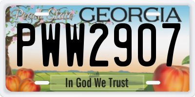 GA license plate PWW2907