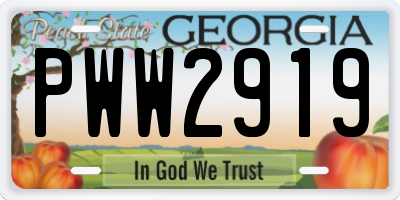 GA license plate PWW2919