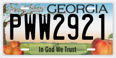 GA license plate PWW2921