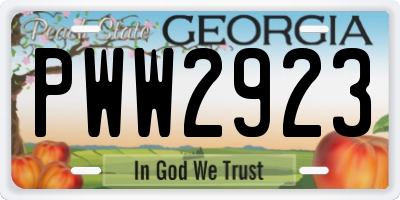 GA license plate PWW2923