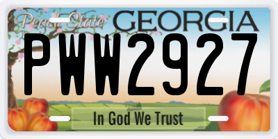 GA license plate PWW2927