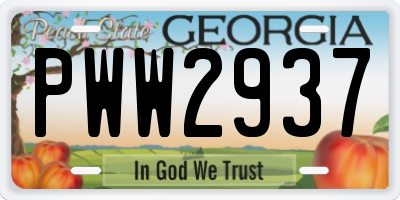 GA license plate PWW2937