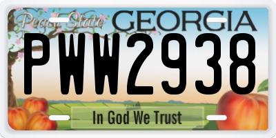 GA license plate PWW2938