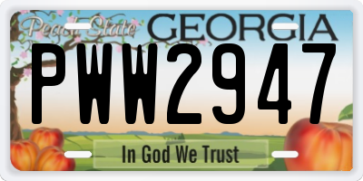 GA license plate PWW2947