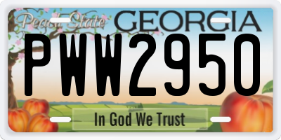GA license plate PWW2950