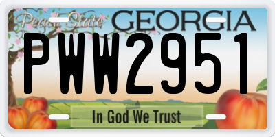 GA license plate PWW2951