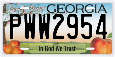 GA license plate PWW2954