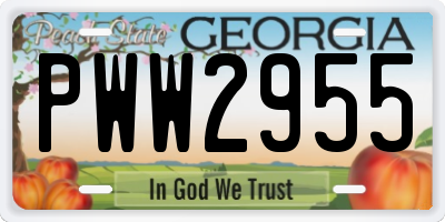 GA license plate PWW2955