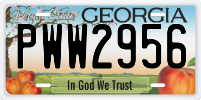 GA license plate PWW2956