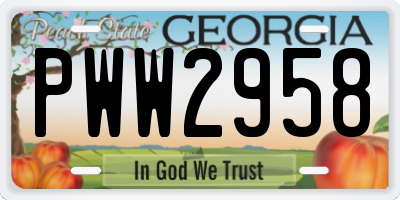GA license plate PWW2958