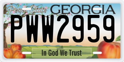 GA license plate PWW2959