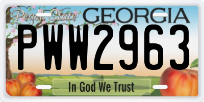 GA license plate PWW2963