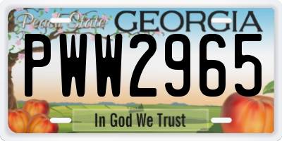 GA license plate PWW2965