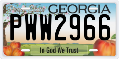 GA license plate PWW2966