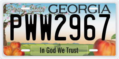 GA license plate PWW2967