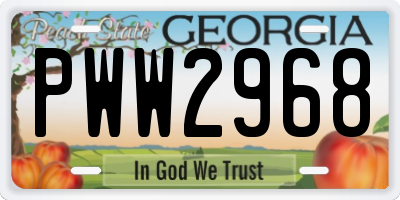 GA license plate PWW2968