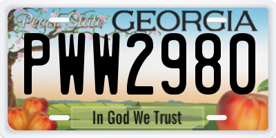 GA license plate PWW2980
