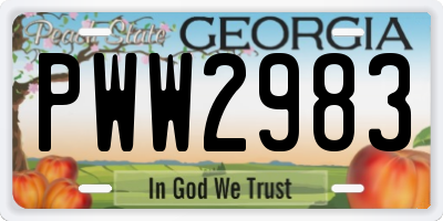 GA license plate PWW2983