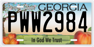 GA license plate PWW2984