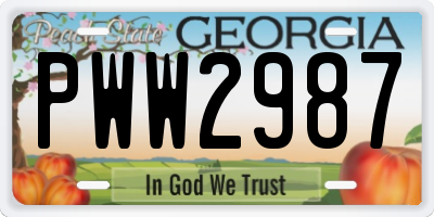 GA license plate PWW2987