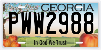 GA license plate PWW2988