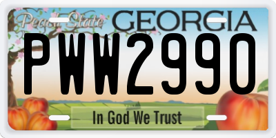 GA license plate PWW2990